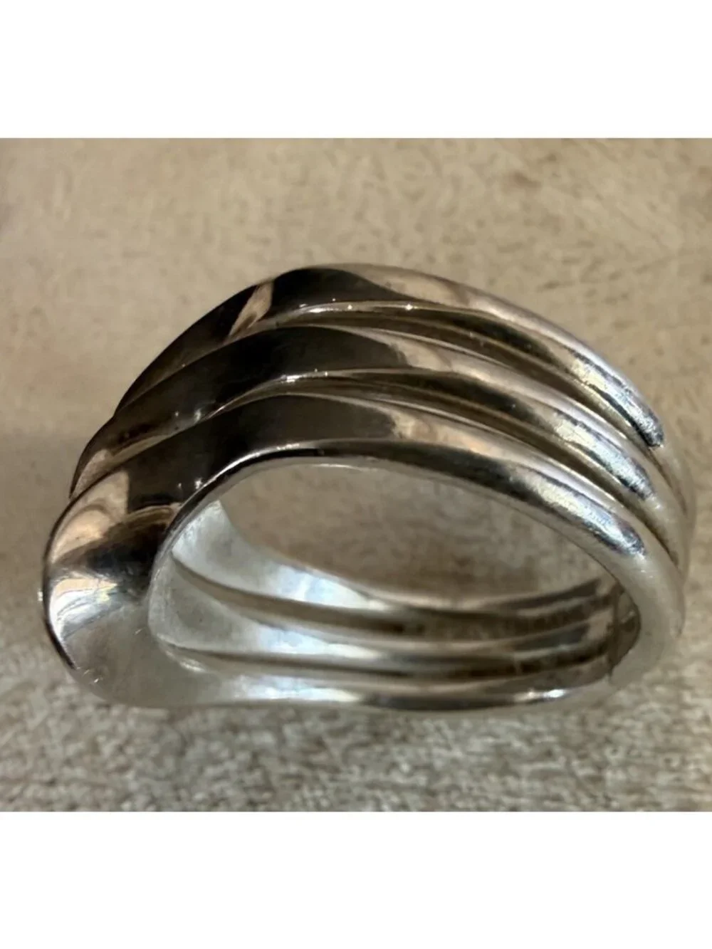Vintage 925 Sterling Silver Wave Bypass Ring Size 9 Modernist 8 Grams